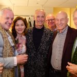 Berkeley, CA. Backstage at "No Man's Land". Andrew Britt, Sean Mathias, Sunny Ozell, John Waters, Stuart Thompson, Patrick Stewart, Ian McKellen. Photo by Keith Stern.