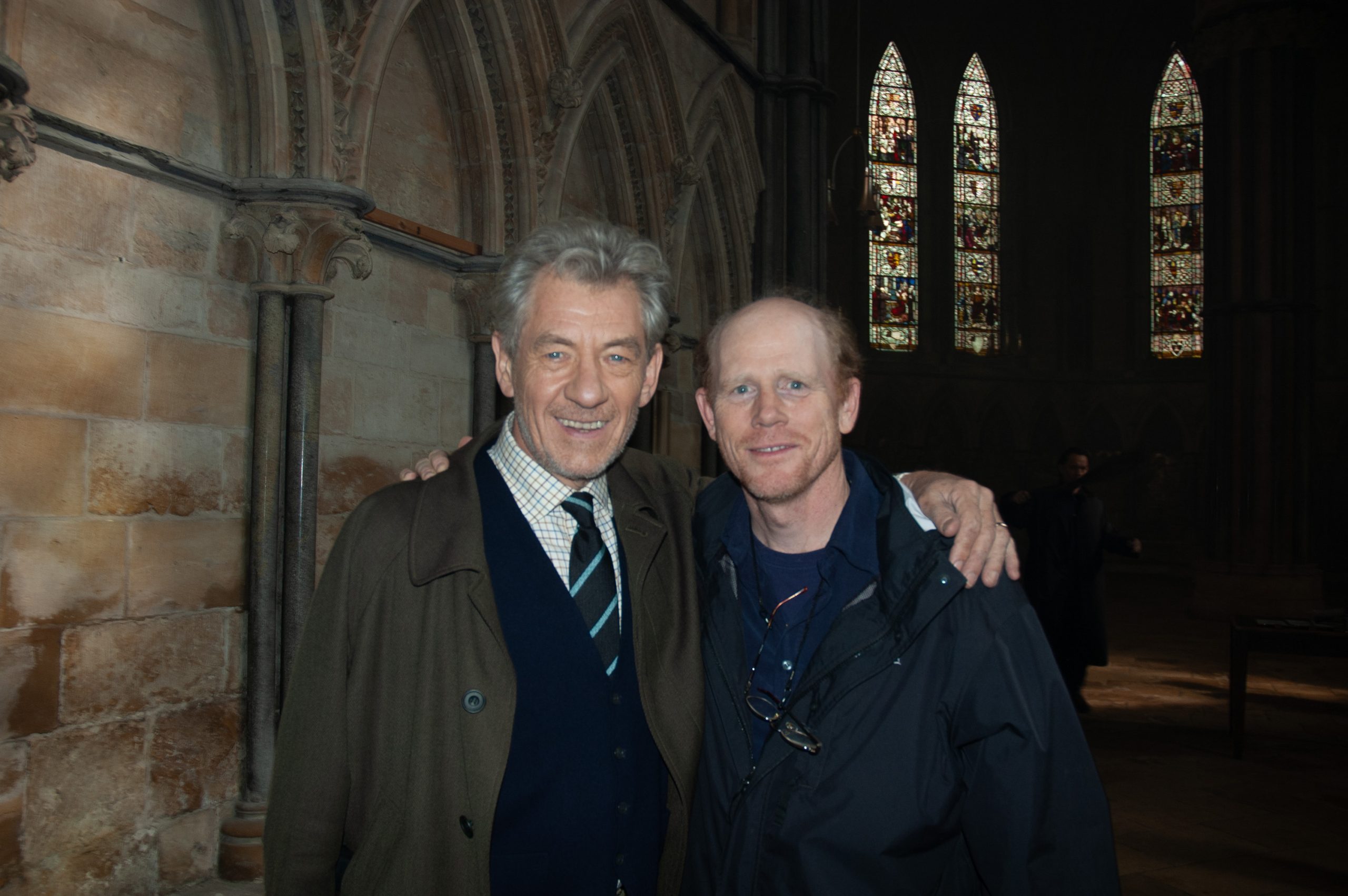 2005: Ian McKellen and Ron Howard on the “Abbey” set (Lincoln Cathdral Chapter House) for “The Da Vinci Code”