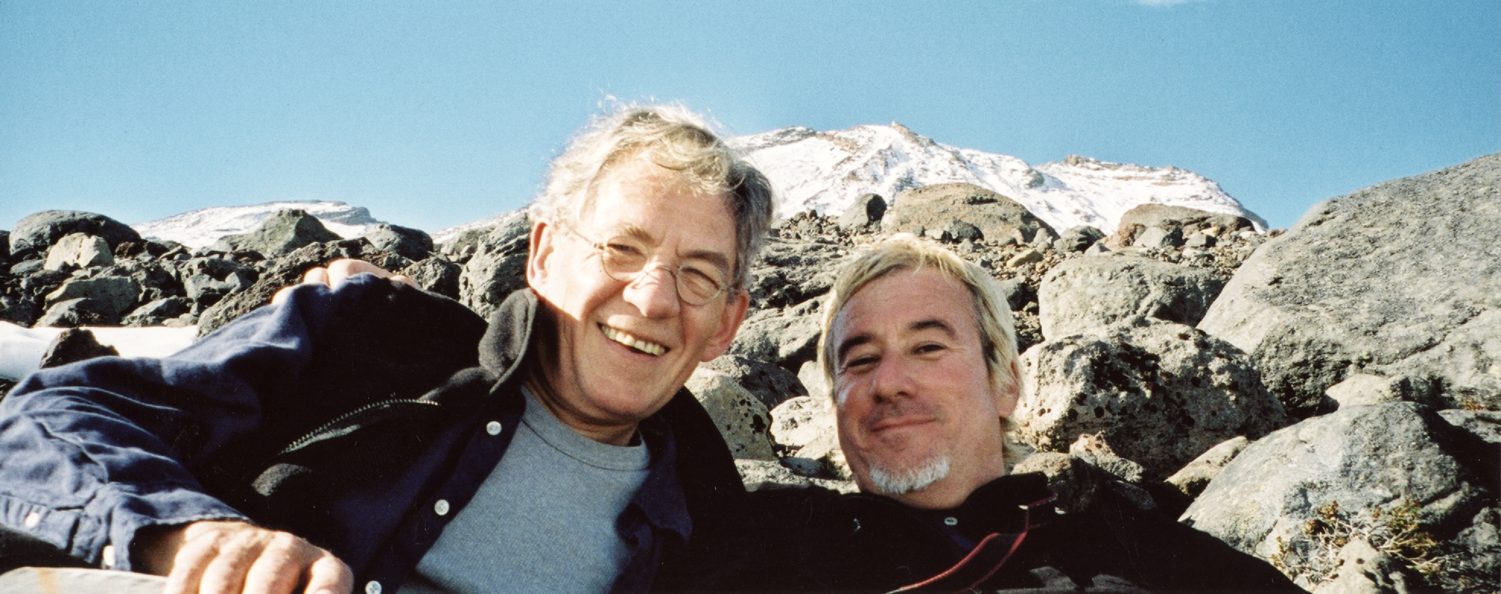 2000: Ian McKellen and Keith Stern on Mt. Ruapehu.