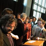 2003: Peter Jackson, Orlando Bloom, Ian McKellen, Helen Clark, Andy Serkis, Viggo Mortensen, Sean Astin, Elijah Wood, Reception at Parliament, Photo by Keith Stern